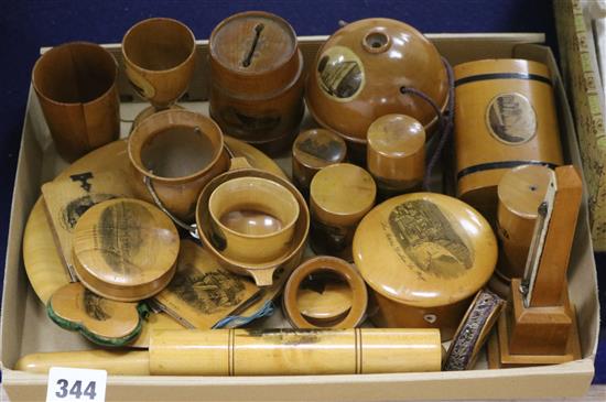 A collection of Victorian Mauchline ware items,